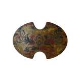 Chinese Distressed Yellow Lacquer Oval Phoenix Graphic Box cs4724S