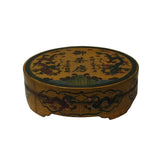 Chinese Distressed Yellow Characters Graphic Round Shape Box cs4747S