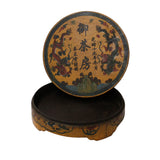 Chinese Distressed Yellow Characters Graphic Round Shape Box cs4747S