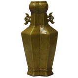 Asian Ceramic Distressed Yellow Coin Motif Vase