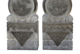 pair natural stone carved feng shui foo dog in drum base