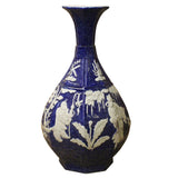 Handmade Ceramic Blue White Dimensional Pattern Vase Jar cs4772S