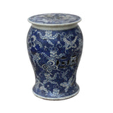 indoor - outdoor blue and white stool