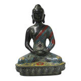 metal gold sitting Buddha on lotus base
