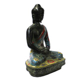 Chinese Metal Blue Enamel Cloisonne Sitting Buddha Statue cs4796S