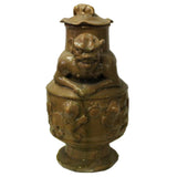 Yellow Brown Ceremonial Jar with Relief Monster Motif