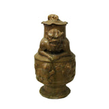 Yellow Brown Ceremonial Jar with Relief Monster Motif