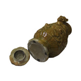 Yellow Brown Ceremonial Jar with Relief Monster Motif