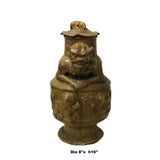 Yellow Brown Ceremonial Jar with Relief Monster Motif