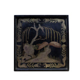 Hand Painted Golden Graphic Black Lacquer Square Display Disc Plate Tray cs4834S