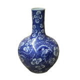 Chinese Dark Blue White Porcelain Dragon Flower Graphic Vase cs4855S