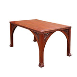 Chinese Yellowish Brown Rosewood Rectangular Dining Table Set 6 Chairs cs4887S