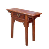 Chinese Oriental Brown Ru Yi Drawer Altar Foyer Side Table cs4967S