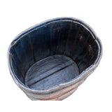 Distressed Chinese Tibetan Barrel Shape Black Floral Bucket Wood Container cs4971S