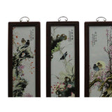 Chinese Color Porcelain Flower Birds Wood Wall Panels Set cs4984S