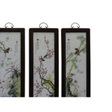 Chinese Color Porcelain Flower Birds Wood Wall Panels Set cs4985S