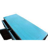 Chinese Distressed Rustic Bright Turquoise Blue Foyer Console Table Cabinet cs5007S