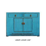 Chinese Distressed Rustic Bright Turquoise Blue Foyer Console Table Cabinet cs5007S