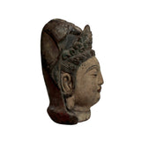 Vintage Rustic Wooden Carved Kwan Yin Bodhisattva Head Statue cs5041S