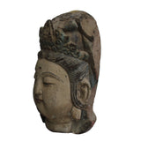 Vintage Rustic Wooden Carved Kwan Yin Bodhisattva Head Statue cs5041S