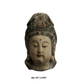 Vintage Rustic Wooden Carved Kwan Yin Bodhisattva Head Statue cs5041S