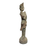 Chinese Rustic Distressed Finish Wood Standing Kwan Yin Statue cs5056S