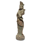 Chinese Rustic Distressed Finish Wood Standing Kwan Yin Statue cs5056S