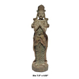 Chinese Rustic Distressed Finish Wood Standing Kwan Yin Statue cs5056S