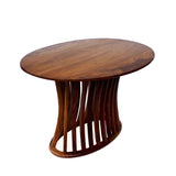 Chinese Oval Light Brown Rosewood Entryway Foyer Pedestal Table cs5066S