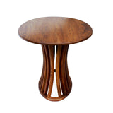 Chinese Oval Light Brown Rosewood Entryway Foyer Pedestal Table cs5066S