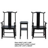 Chinese Traditional Tan Wood Yoke-Back Armchair Set w Small Table cs5071S