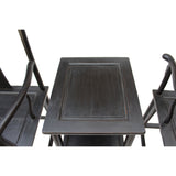 Chinese Traditional Tan Wood Yoke-Back Armchair Set w Small Table cs5071S