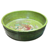 round bucket - wood tray - green wood box