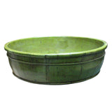 Chinese Vintage Distressed Green Graphic Round Shape Wood Bucket cs5092S