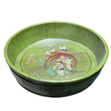 round bucket - wood tray - green wood box
