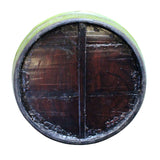 Chinese Vintage Distressed Green Graphic Round Shape Wood Bucket cs5092S