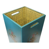 Light Blue Turquoise Square Flower Bird Graphic Bucket cs5105S