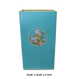 Light Blue Turquoise Square Flower Bird Graphic Bucket cs5105S