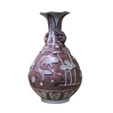 Handmade Ceramic Red White Dimensional Fishes Pattern Vase Jar cs5115S