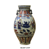 Handmade Ceramic Red Blue White Dimensional People Vase Jar cs5116