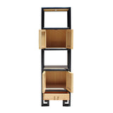 Oriental Black Rim Natural Wood Narrow Storage Display Bookcase Cabinet cs5156S