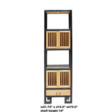 Oriental Black Rim Natural Wood Narrow Storage Display Bookcase Cabinet cs5156S