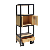 Oriental Black Rim Natural Wood Narrow Storage Display Bookcase Cabinet cs5163S