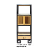 Oriental Black Rim Natural Wood Narrow Storage Display Bookcase Cabinet cs5163S