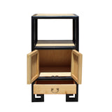Oriental Black Rim Natural Wood Narrow Storage Display Bookcase Cabinet cs5168S