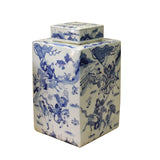 blue white jar - square jar - Porcelain box