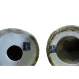 Pair Oriental Ceramic Cream Yellow Blue Couple Holding Jar Figures cs5215S
