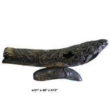 Chinese Bamboo Carved Artistic Curved Boat Shape Dragon Figure Display cs5222S
