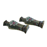 Pair Ceramic Golden Base Enamel Flower Half Hexagon Wall Vases cs5223S