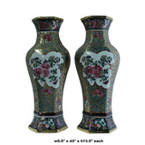 Pair Ceramic Golden Base Enamel Flower Half Hexagon Wall Vases cs5223S